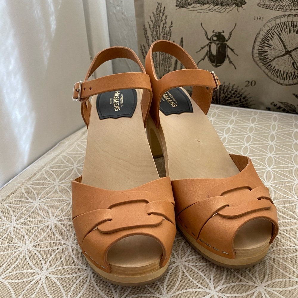 Swedish Hasbeens Peep Toe Super High Nature 38